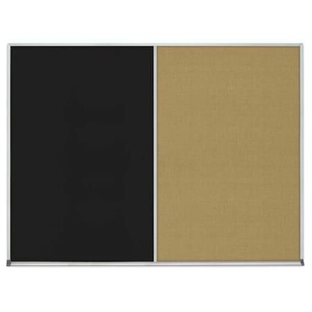 United Visual Products Double Door Radius Corkboard, 48"x36", Sat UV7003RC-SATIN-BUFF